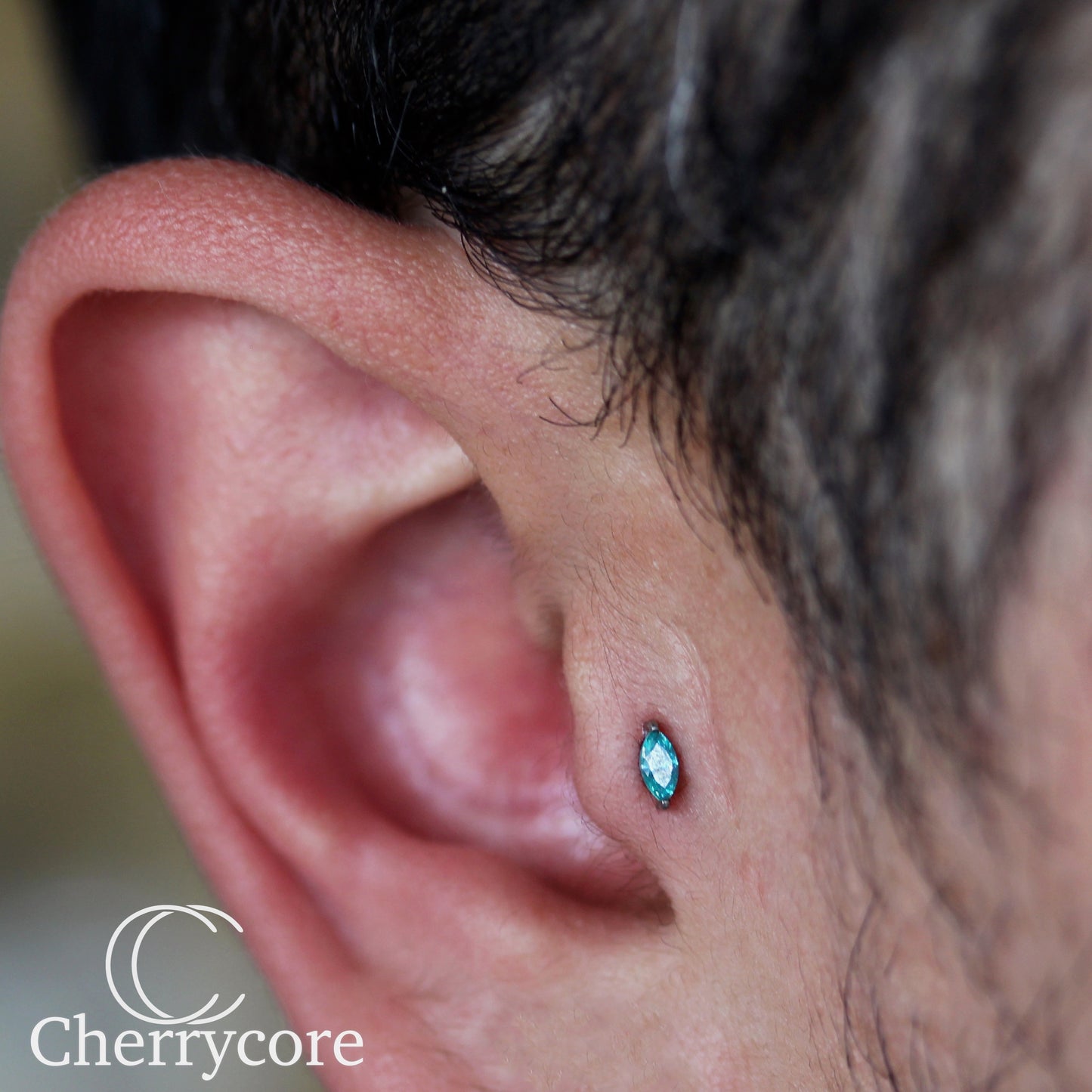 Titanium Prong set Marquise Gem Threadless end