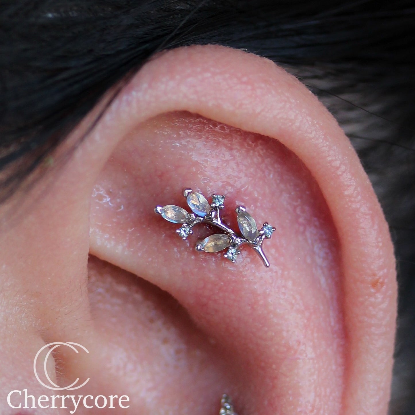 Bittersweet- 14k- Rainbow Moonstone and Swiss Blue Topaz- Threaded Attachment