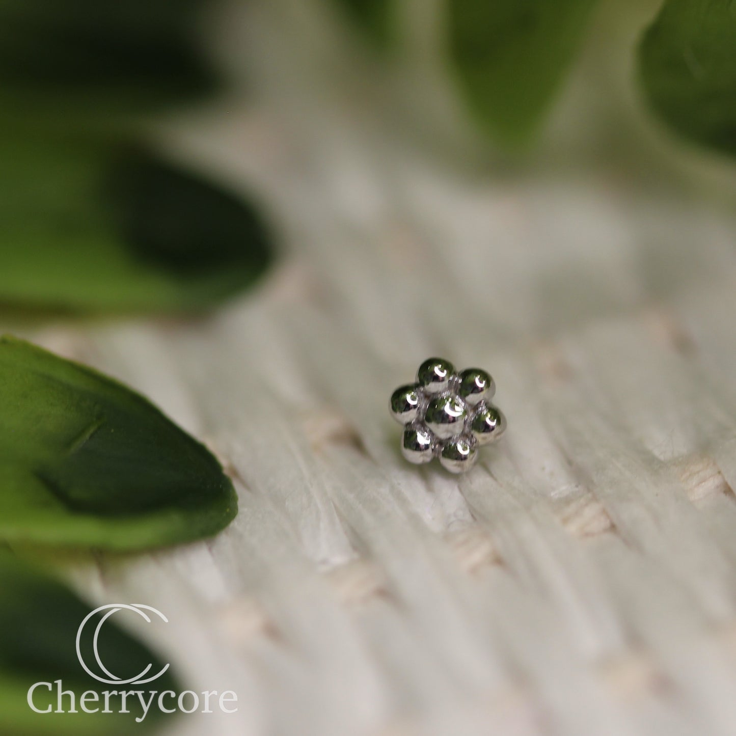 Gold Beaded Flower- White Gold- Threadless Attachment