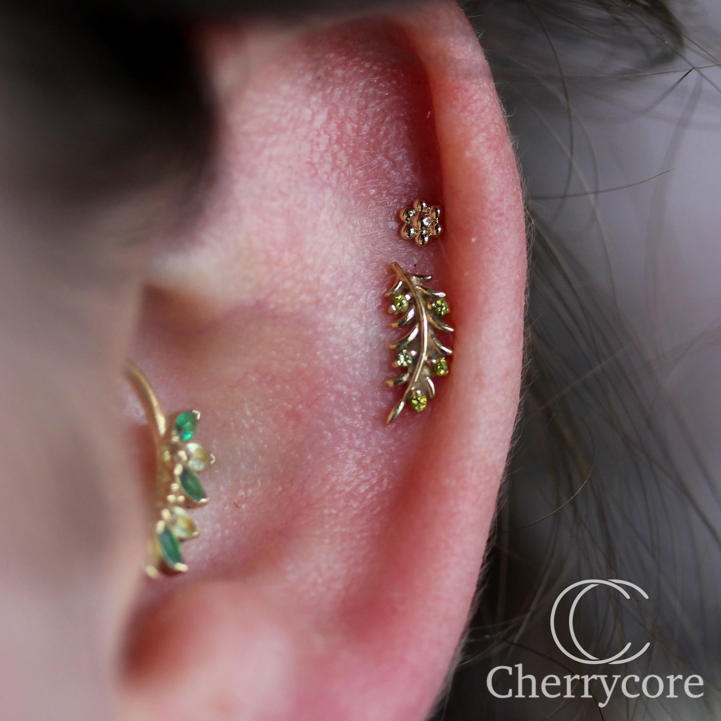 Gold Beaded Flower- Yellow Gold- Threadless Attachment