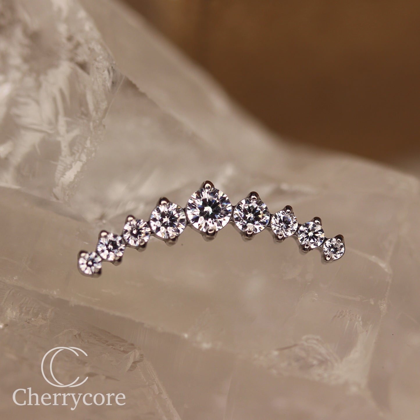 Prong Set CZ 9 Gem Arc- Threaded attachment