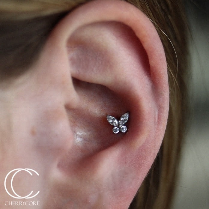 Titanium Gem Butterfly Threadless Attachment