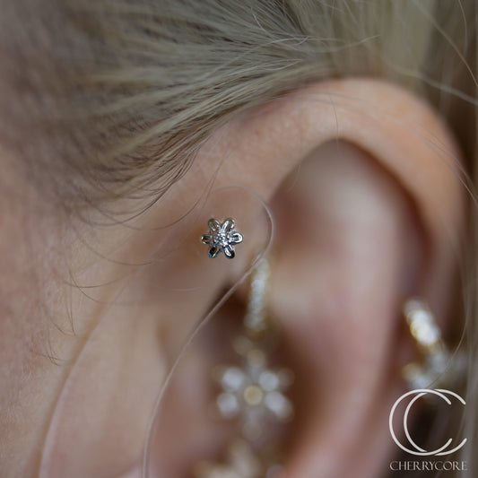 Daisy-14k White Gold -Threadless Attachment