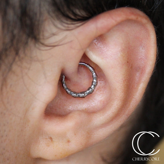 Titanium Bamboo Hinge Ring