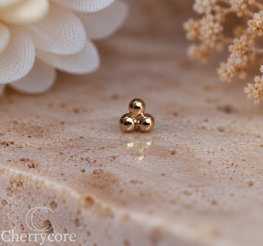 14k Gold- Tribead -Threadless Attachment
