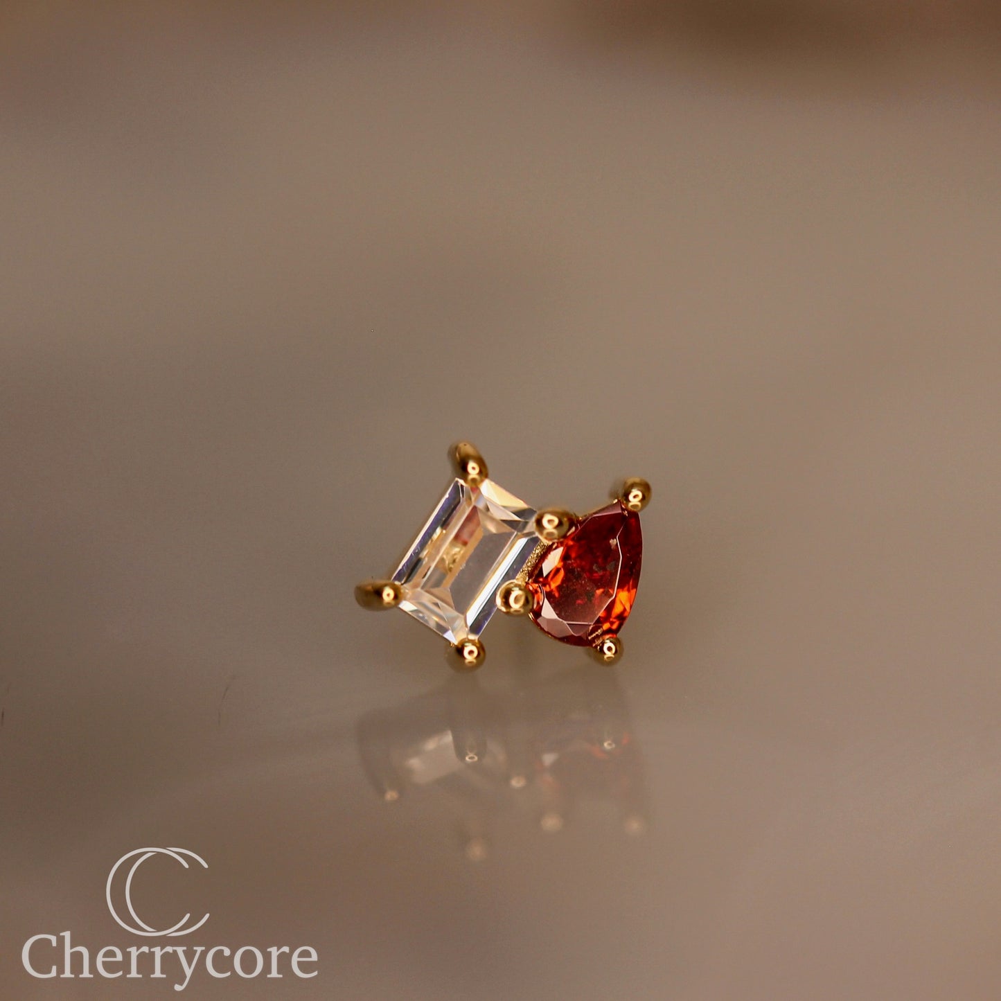 14k- Aurelle- Garnet CZ -Threadless attachment