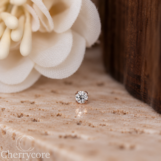 14k Gold- Prong Set Cubic Zirconia -Threadless Attachment