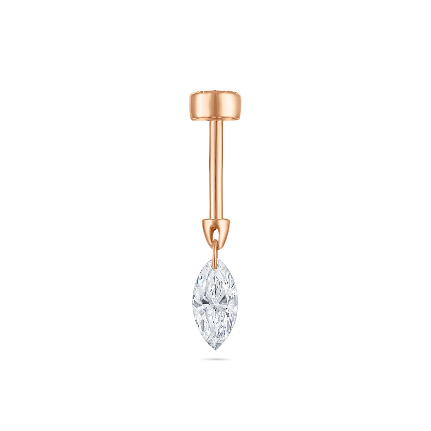 Floating Marquise Diamond Charm Threaded Stud Earring