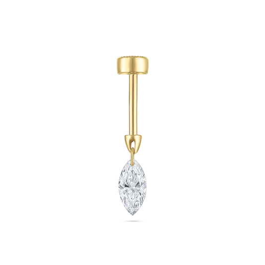 Floating Marquise Diamond Charm Threaded Stud Earring