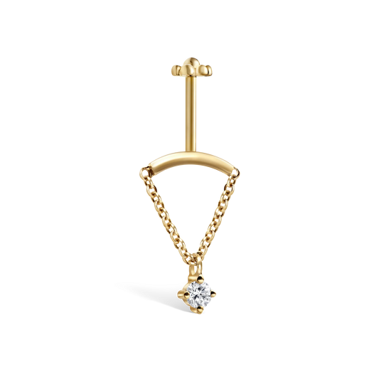 Prong Set Diamond Drape Threaded Stud Earring