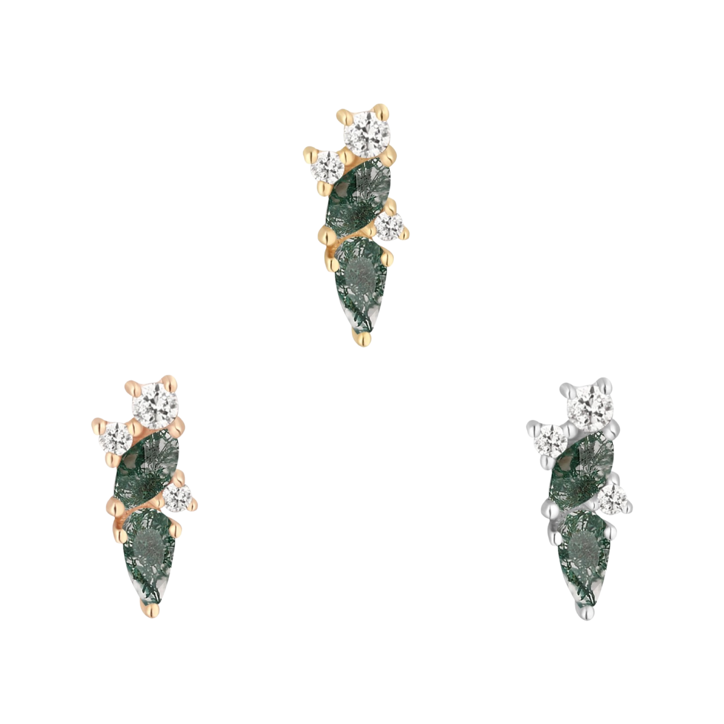 Visionary - Moss Agate + White Topaz - Threadless End