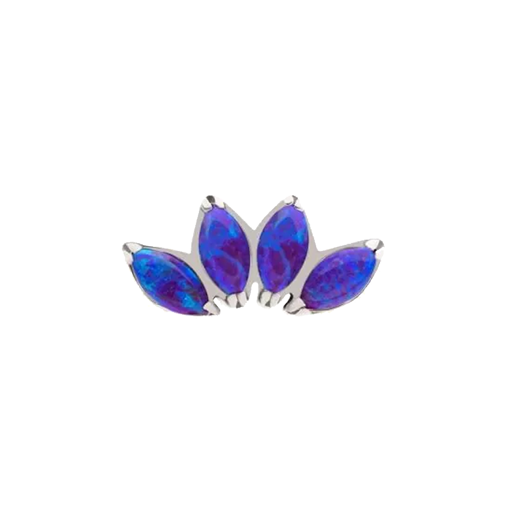 Titanium 4 Gem Marquise Fan Cluster Threadless Attachment