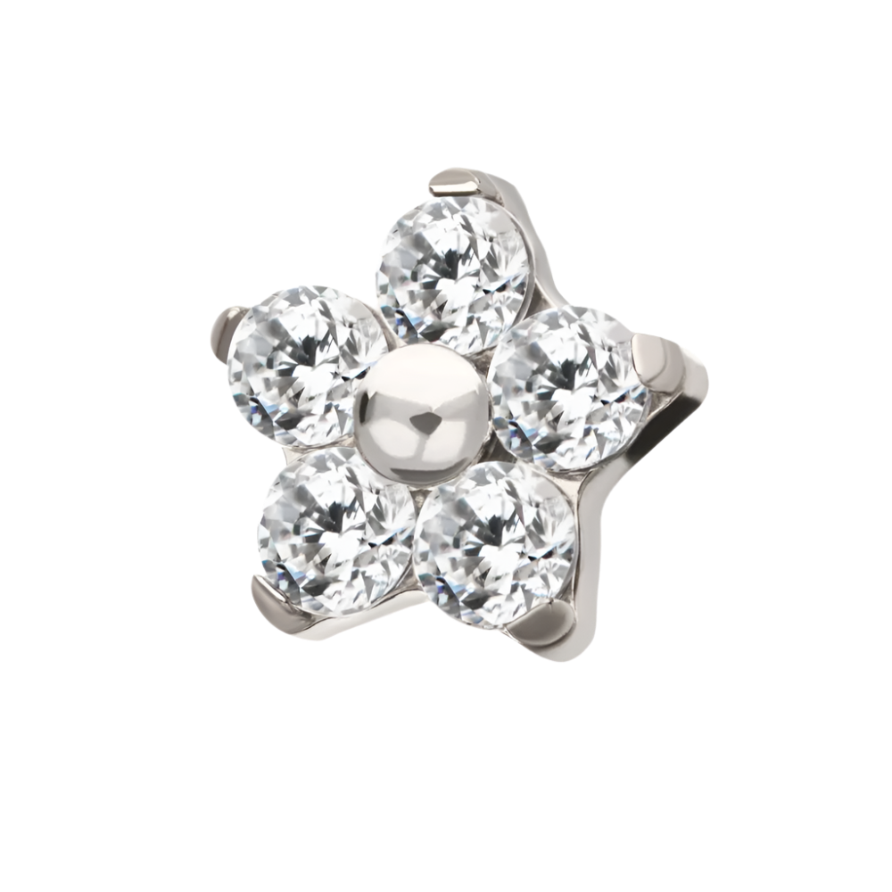 Titanium Prong Set Flower- Threaded Attachment