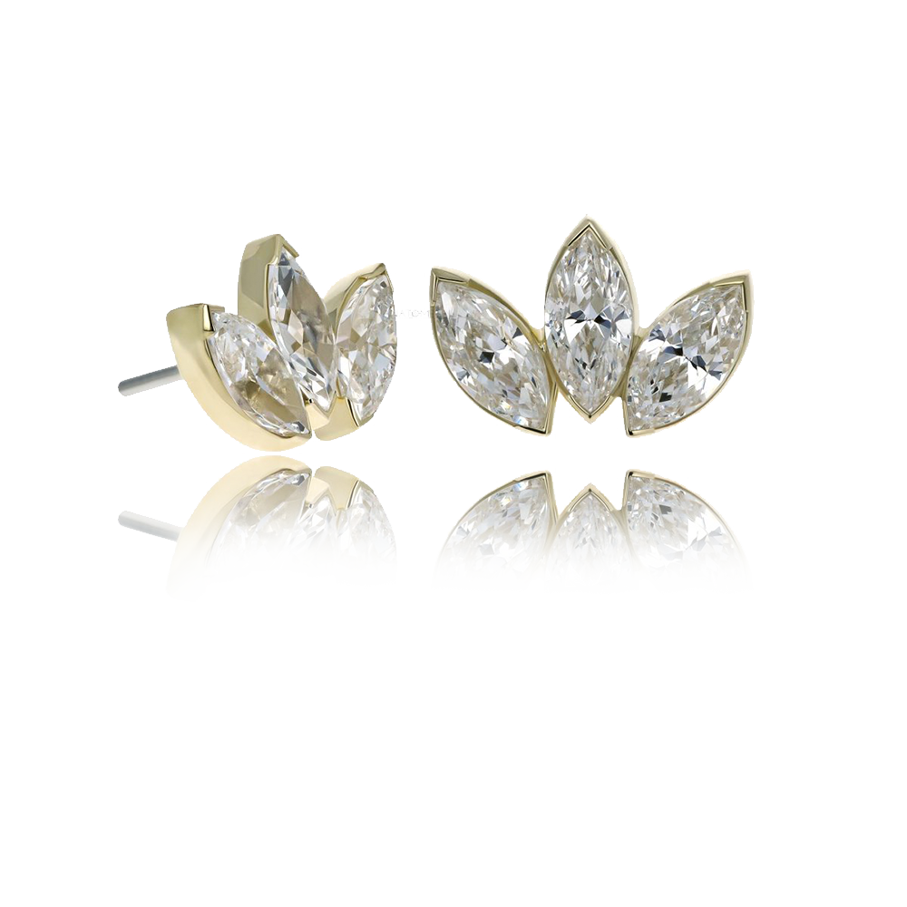 3 Gem Marquise Fan Threadless Attachment