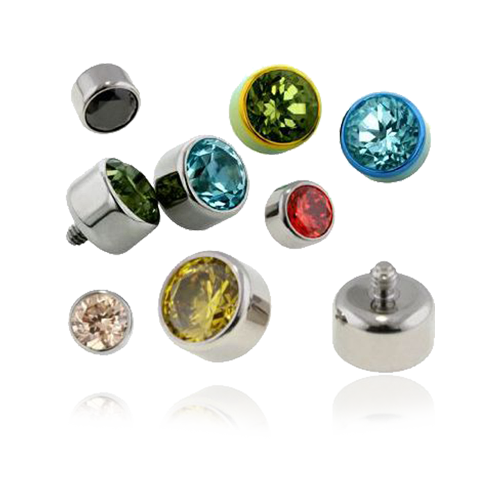 Titanium Bezel Set Gem Threaded Attachment