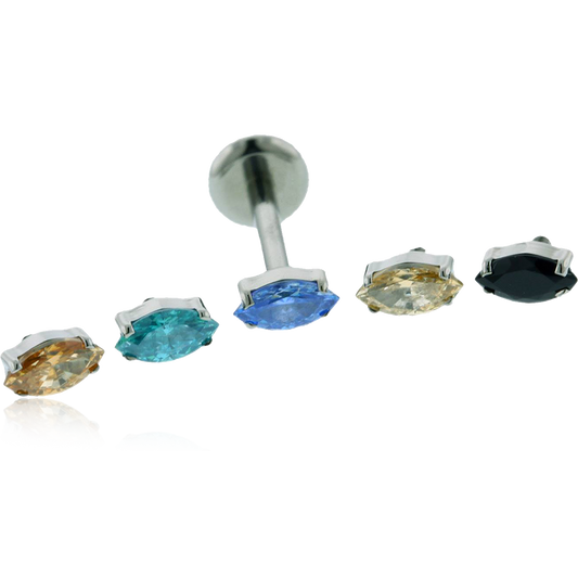 Titanium Prong Set Marquise Gem Threaded End