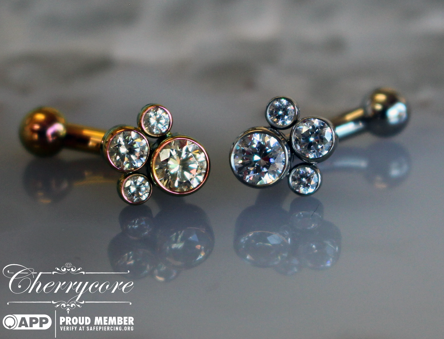 Premium Titanium Curved Barbell w/ fixed Classic Cluster Top