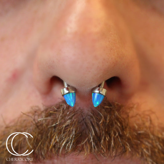 Stainless Steel Bezel Set Bullet Cut Opal Threaded Attachment