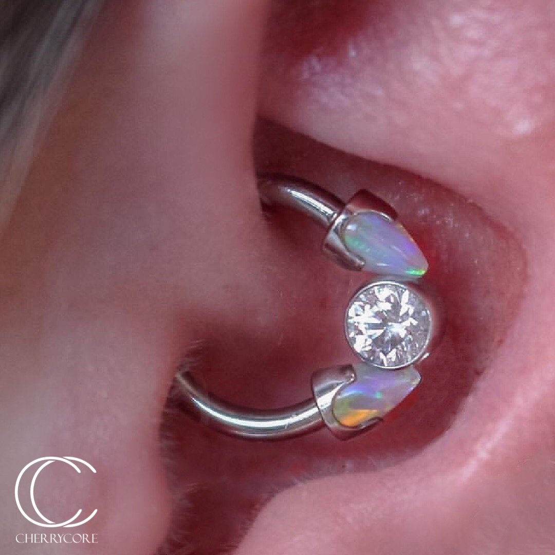 Stainless Steel Bezel Set Bullet Cut Opal Threaded Attachment