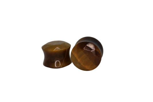 Tigers eye Stone Plugs  (faceted)