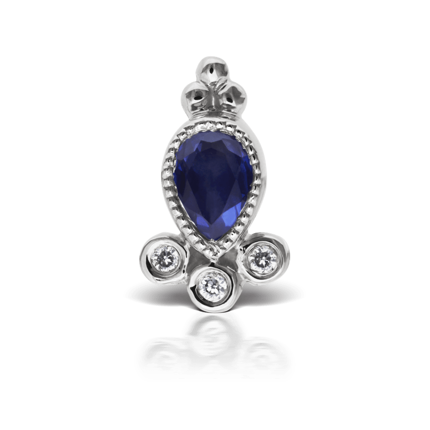 Blue Sapphire and Diamond Delia Threaded Stud