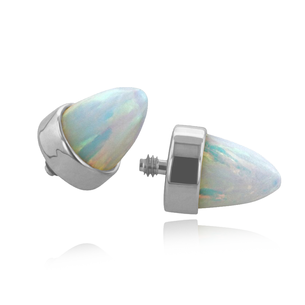 Stainless Steel Bezel Set Bullet Cut Opal Threaded Attachment
