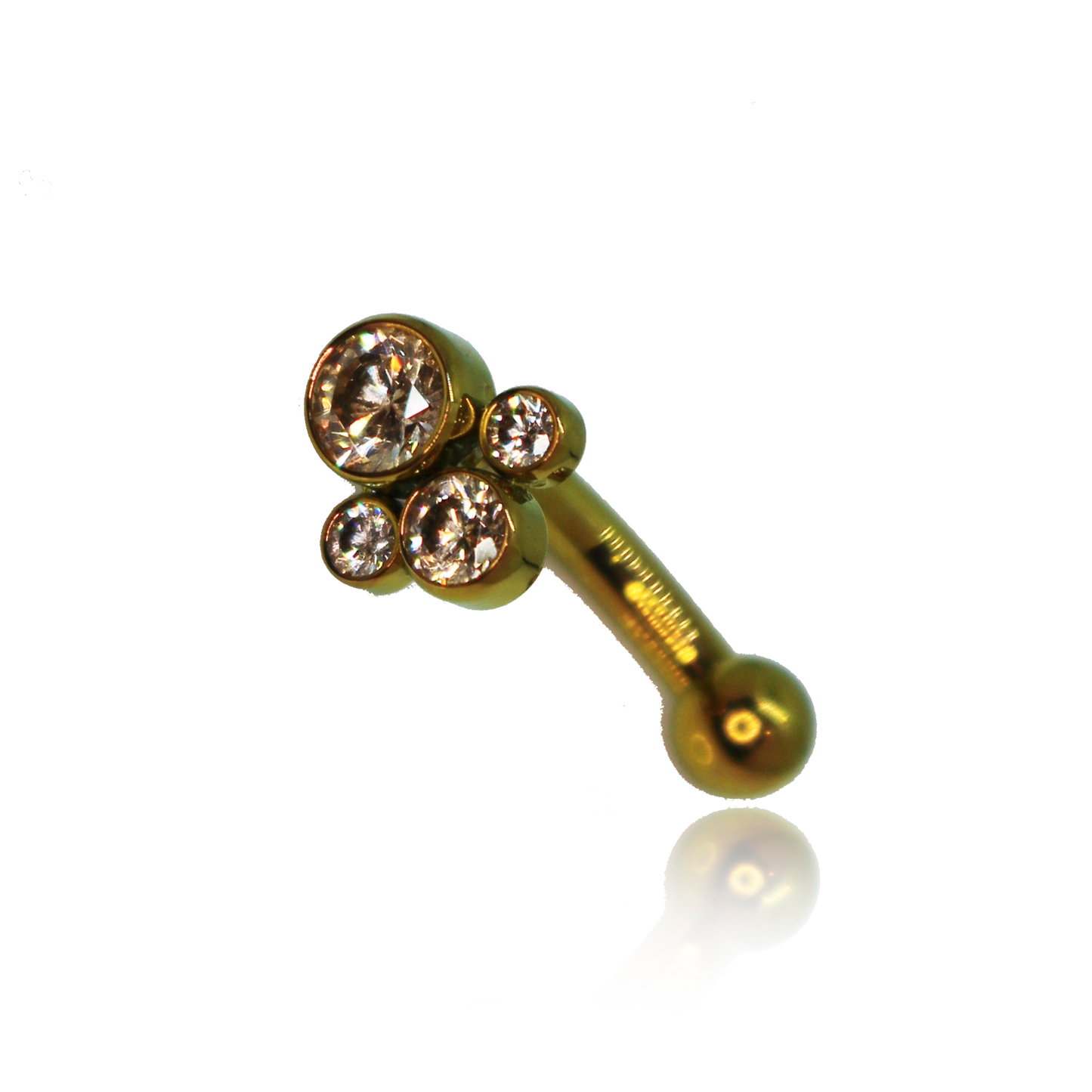 Premium Titanium Curved Barbell w/ fixed Classic Cluster Top