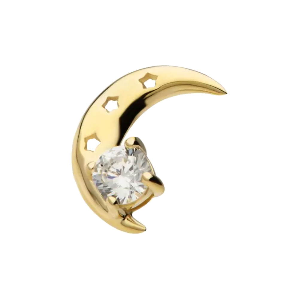 14k Gem Moon Threadless Attachment