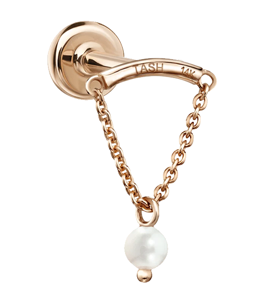 Pearl Drape Threaded Stud Earring Horizontal