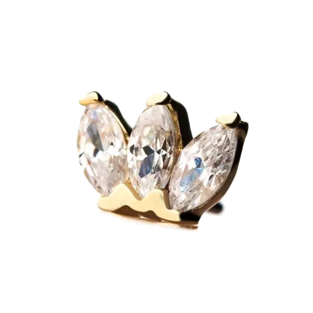 3 Gem Marquise Fan Threadless Attachment