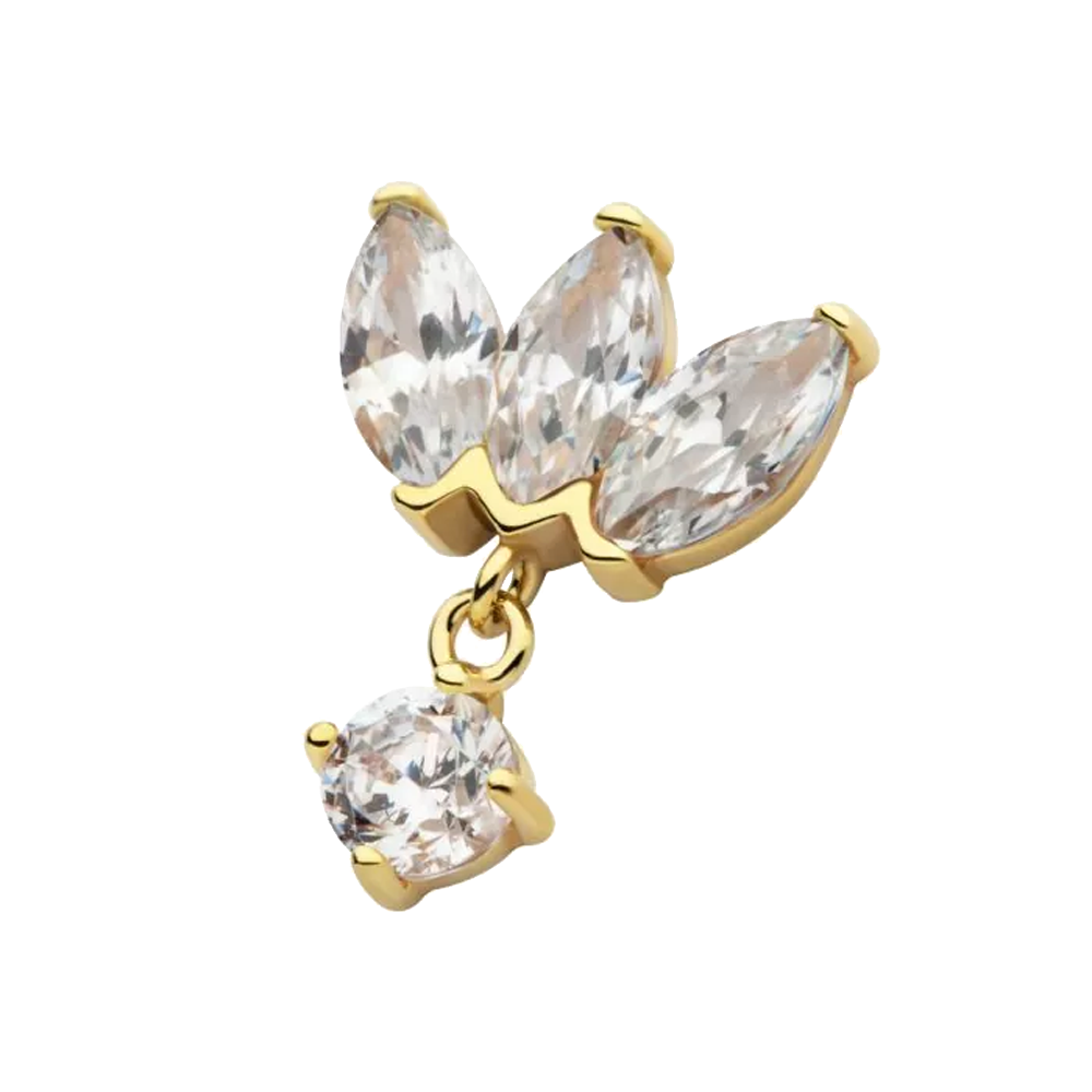 3 Gem Marquise Fan Dangle Threadess Attachment