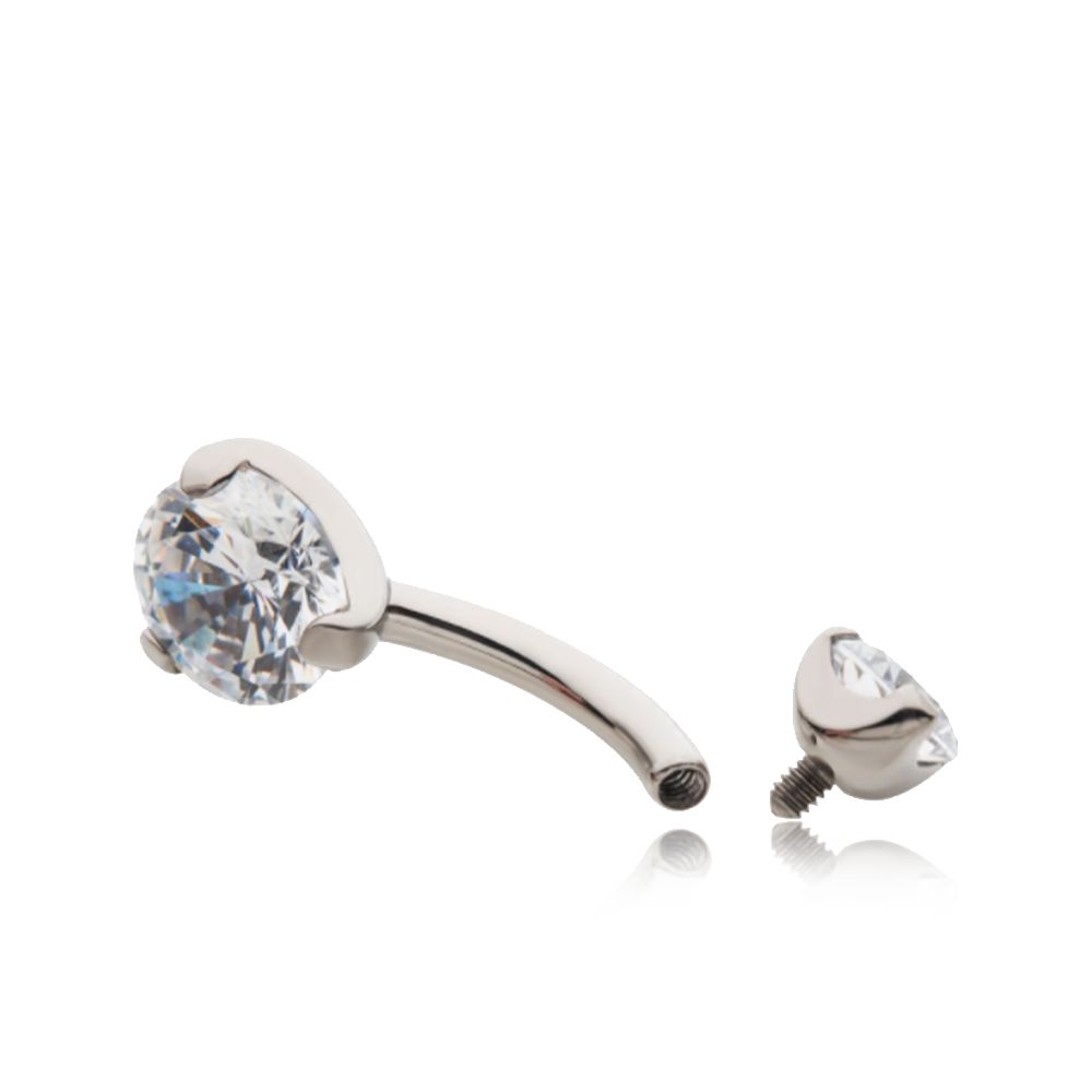 Titanium Prong Set Gem Navel Curve - Mini