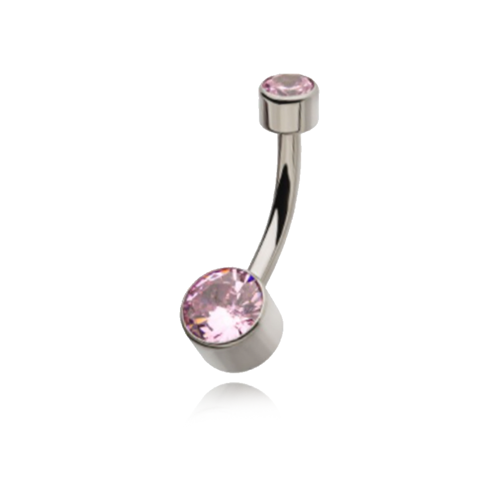 Basic Titanium Bezel Set Gem Navel Curve