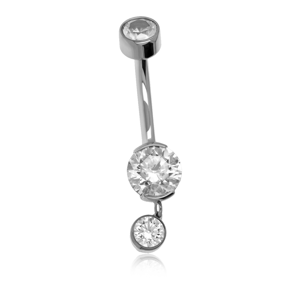 Titanium Partial Bezel Navel Curve w/ Dangle