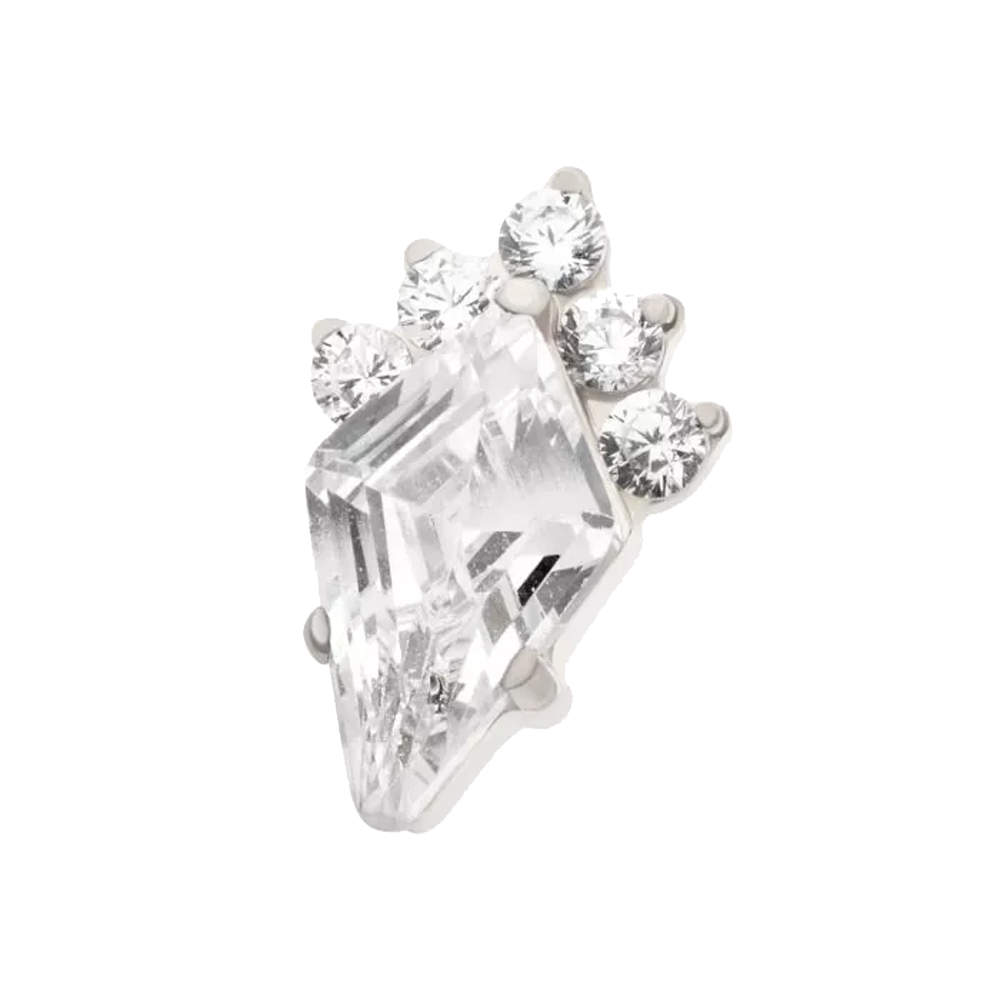 Titanium Kite Cut Gem Cluster Threadless Attachment