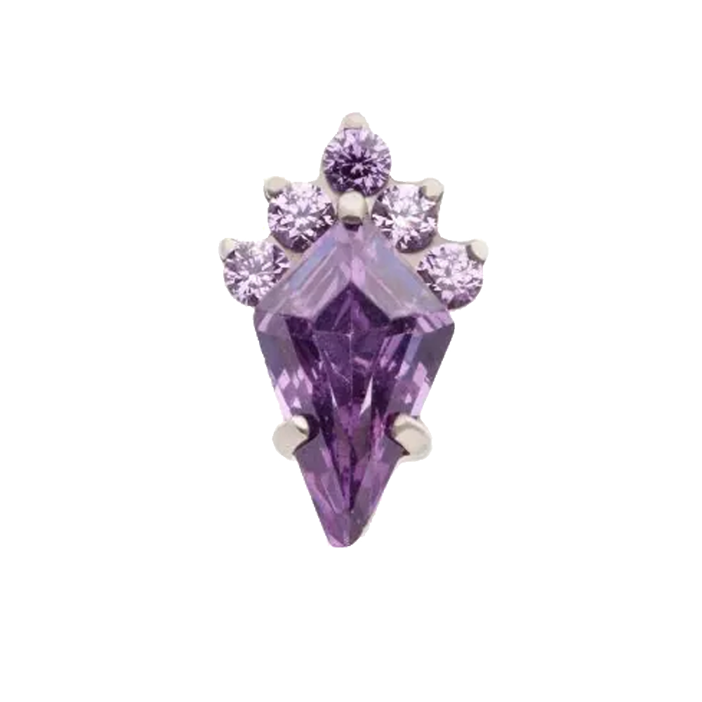 Titanium Kite Cut Gem Cluster Threadless Attachment