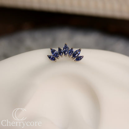 Alternating Marquise Arc -Sapphire CZ- Threaded attachment