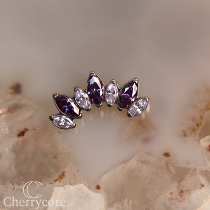 Alternating Marquise Amethyst & Lavender CZ Arc- Threaded attachment