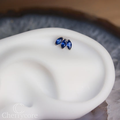Mini Marquise Fan Sapphire CZ - Titanium Threaded Attachment