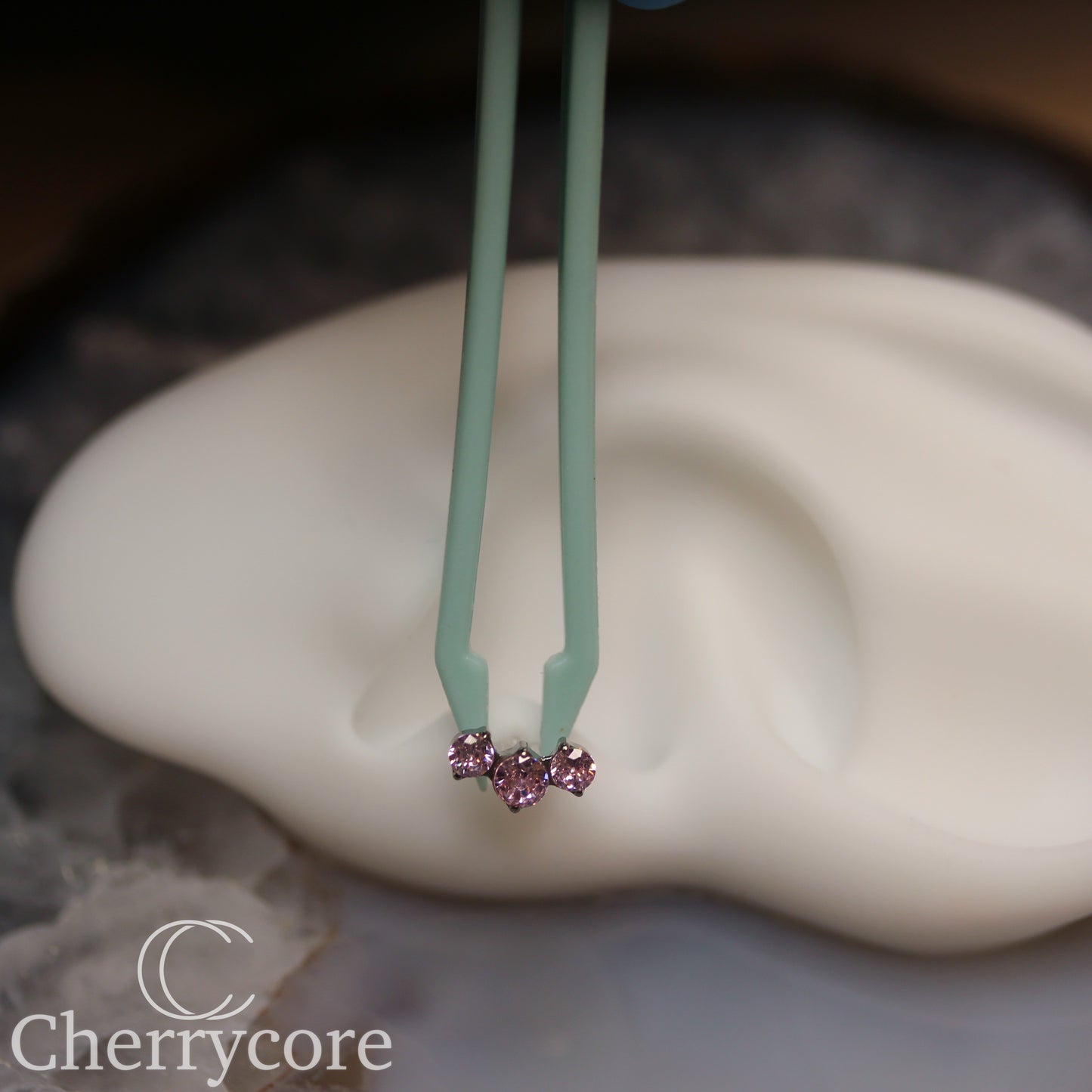 Prong Set Pink Cz Mini Arc -  Titanium Threaded attachment