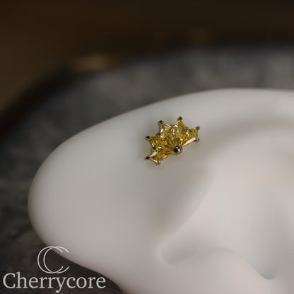 Kite Fan- Titanium-Citrine CZ- Threaded attachment