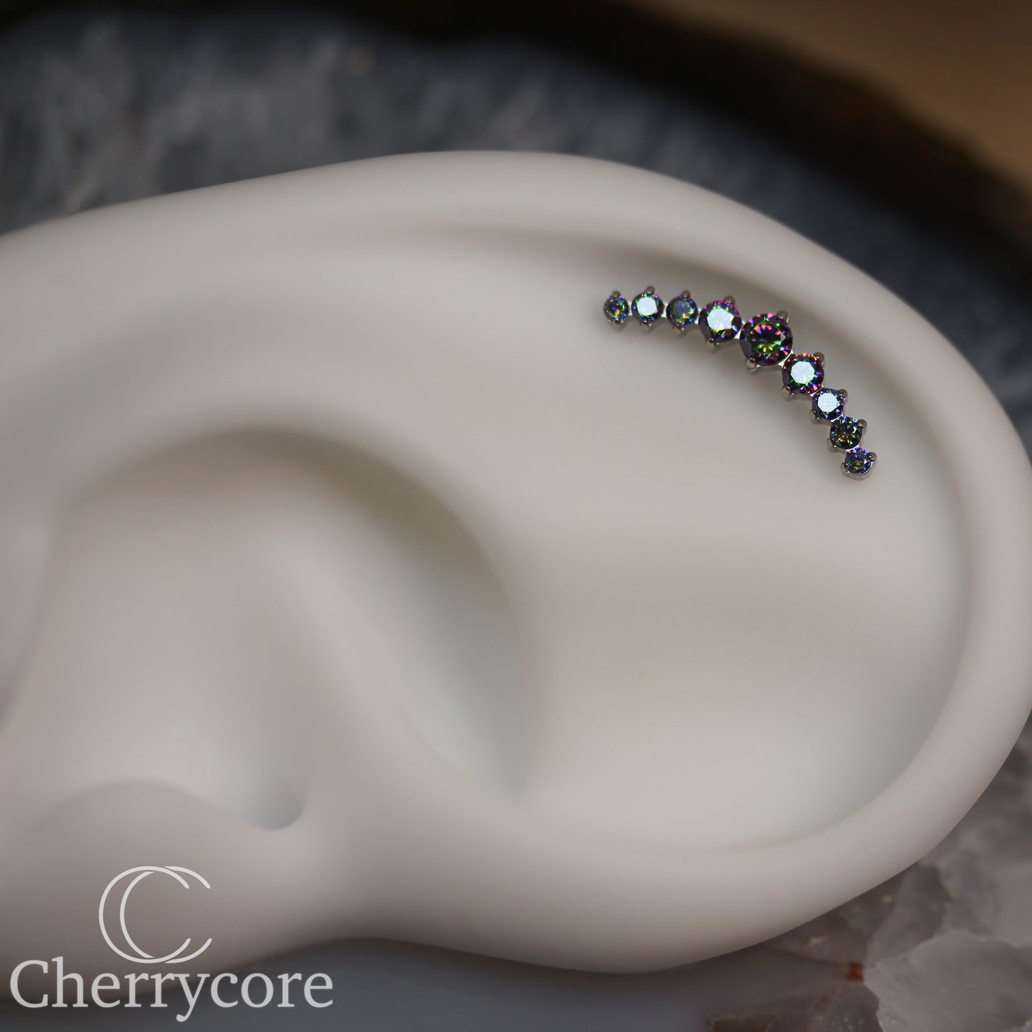 Prong Set Paradise Shine CZ 9 Gem Arc- Threaded attachment