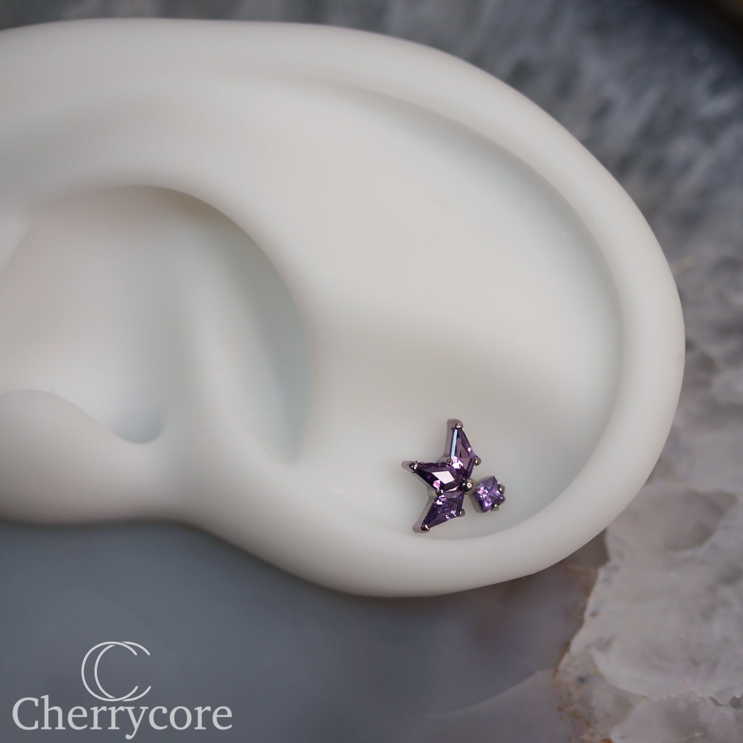 Lyra - Amethyst CZ- Titanium Threaded attachment