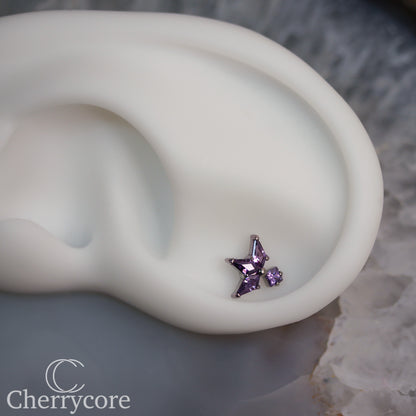 Lyra - Amethyst CZ- Titanium Threaded attachment