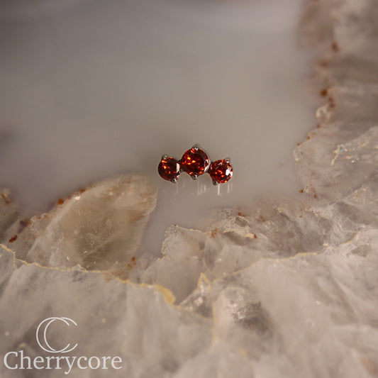 Prong Set Garnet Cz Mini Arc -  Titanium Threaded attachment