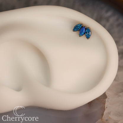 Mini Marquise Fan -Aqua CZ & Capri Opal - Titanium Threaded Attachment