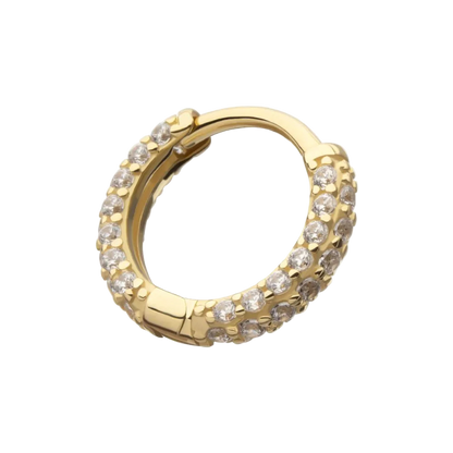 14k Yellow Gold Pave CZ Hinge Ring