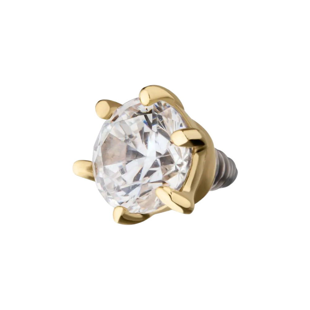 14k Prong set CZ- Threaded Attachment