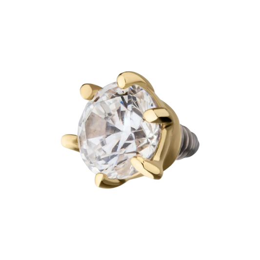 14k Prong set CZ- Threaded Attachment