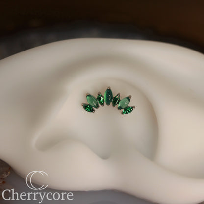Natural Green Onyx & Emerald CZ Marquise Arc- Threaded attachment